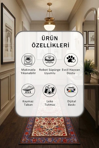 A-16 Dijital Baskılı Kaymaz Yıkanabilir Yolluk Vizon