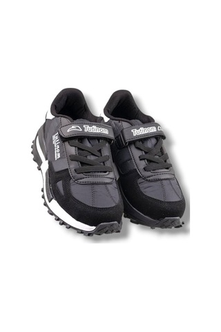 Tutinom 807-26 Anatomik Paraşüt Kumaş Çocuk Sneaker Siyah Beyaz 31-35 Siyah