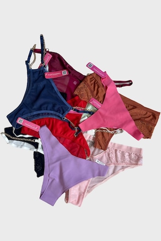 Cottonill Kadın Bikini Külot Brezilya Külot Tanga Külot Karma Paket 5'li Çok Renkli