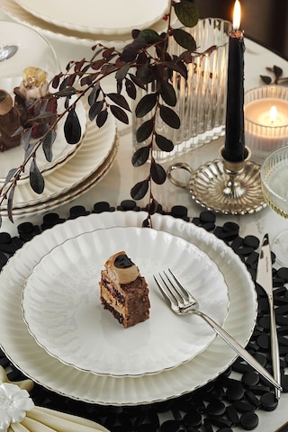 Kütahya Porselen Bone Luz Yemek Takımı Platin 24 Parça 6 Kişilik