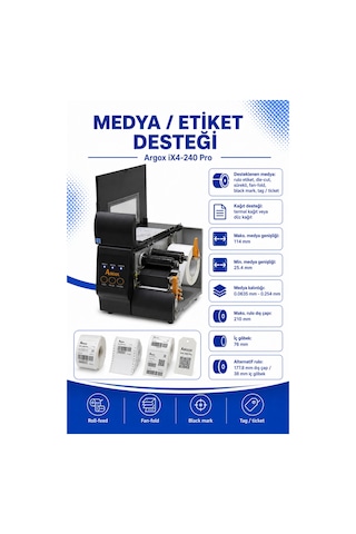 Argox İx4-240 Pro Endüstriyel Barkod Yazıcı 203 Dpı Ethernet, Usb, Rs-232