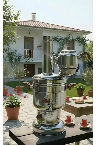 Vezir-iş 4 Litre Kömürlü Semaver Kırmızı Kulp