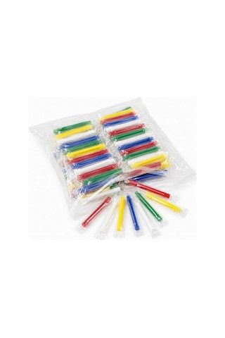 Uzun Renkli Plastik Sipsi- 120 Adet