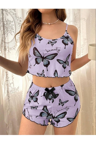 La Vıor Desenli Kadın Pijama Takımı Açık Mor