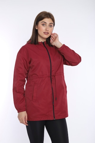Escetic Kadın Bordo File Astarlı Cepli Kapüşonlu Spor Rüzgarlık Yagmurluk İnce Ceket 6723-3720-bordo Bordo