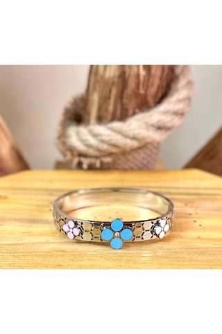 316l Çelik Çiçekli Yazlık Kalın Trend Model Kadın Bileklik 20cm