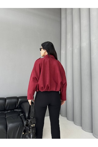 Süet Apoletli Bomber Ceket Kırmızı