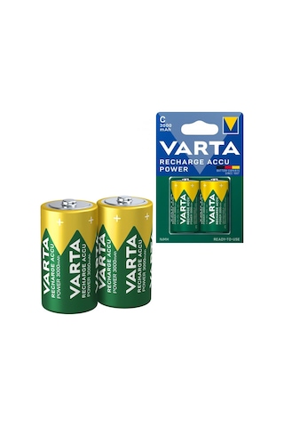 Varta Hr14 3000mah C Orta Boy 1.2 Volt Ni-mh Şarjlı Pil 2li Paket Şarj Edilebilir
