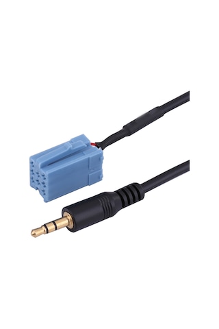 Konesam 3.5mm Aux Ses Kablosu Adaptörü - Volkswagen Golf, Passat B5, Bora, Blaupunkt Cd Oynatıcı İçin - Hızlı Ses Aktarımı, Siyah Kablolu Mavi Bağlantı