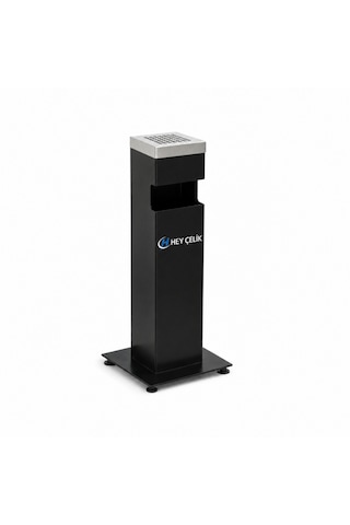 Siyah Kare Küllük K-01 Metal Dış Mekan Sigara Küllüğü Hey Çelik