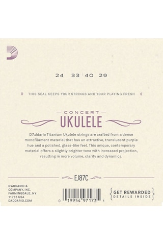 D'addario Ej87C Titanium Ukulele. Concert Takım Tel Ukulele Teli