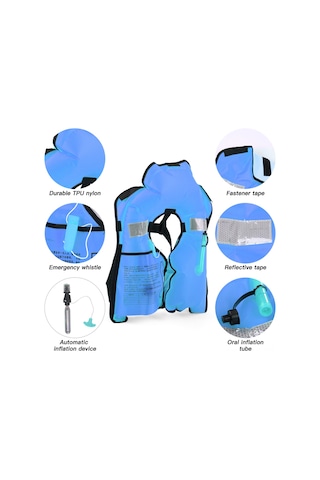 Otomatik Şişme Yetişkin Can Yeleği Yetişkin Can Yeleği Su Sporları, Kano, Balıkçılık, Sörf, Kano, Hayatta Kalma Ceketleri İçin Güvenlik Yüzer Giysi Mavi