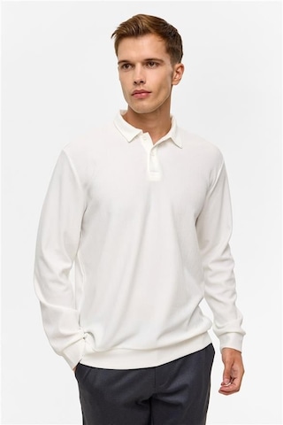 SÜVARİ Beyaz Regular Düz Polo Yaka Sweatshirt Beyaz