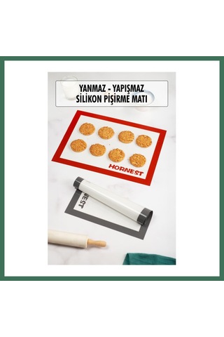 En-cag Fırınlanabilir Kendinden Yağlı Silikon Pişirme Matı Hamur Açma Matı Silpat 30x40 Cm 1 Adet Bss Çok Renkli
