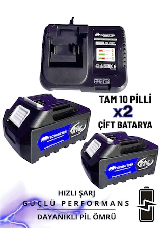 Schmitzer SCH-9108M 21V Pro Metal Dişli Çift Akülü Çelik Şansuzan Şarjlı Dal Ağaç Budama Makinesi Testeresi