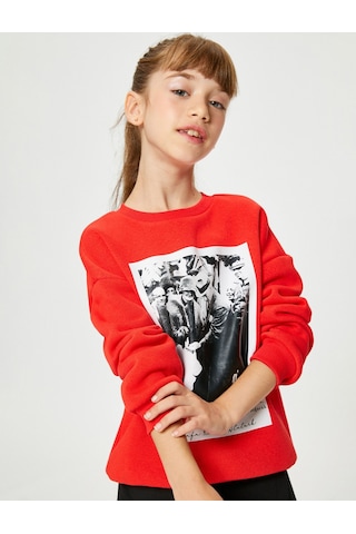 Koton Atatürk Baskılı Sweatshirt Uzun Kollu Bisiklet Yaka Şardonlu Kırmızı 4wkg10179ak 4WKG10179AK401 Kırmızı