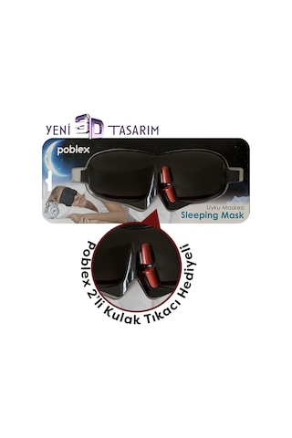 Poblex 3D Uyku Maskesi Kulak Tıkacı Poblex 3D Uyku Maskesi Kulak Tıkacı