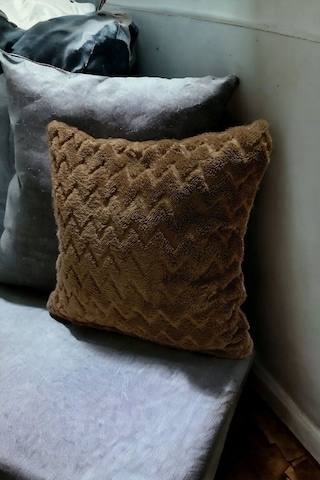 Bohem 4'lü Dekoratif Yastık Kılıfı Kırlent Kılıfı 43x43 Cm Kahverengi Zikzak Dsn Kahverengi