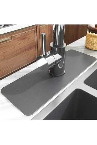 Su Emici Sihirli Lavabo Kenar Matı Musluk Altı Kurulama Mutfak Banyo Evye Su Tutucu Mat 38x13 Cm