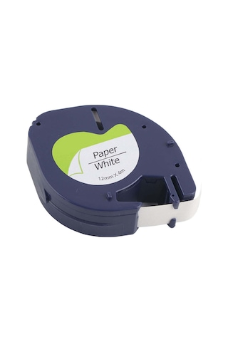 Moveevo Dymo Letratag İçin 12mm Beyaz Üstü Siyah Yazılı Pet Etiket Bandı - 4m Uzunluk, Dayanıklı, Korozyon Ve Aşınmaya Dayanıklı, Kablo Etiketleme 1 Adet