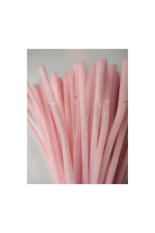 50 Adet Açık Pembe Şönil, Çiçek Yapımına Uygun Tüylü Tel, 30 Cm 6mm