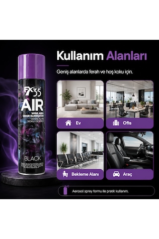 Air Black 600 Ml Geniş Alan Koku Giderici Sprey Ev, Ofis Ve Araç Kokusu 1