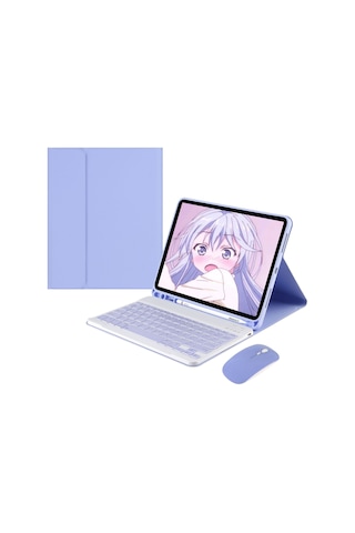 Xindoker 2021 İpad Pro 11 İnç Çift Modlu Kablosuz Klavye Kılıfı - Mor Deri Kasa Ve Şarj Özellikli