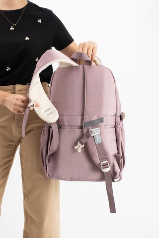Ventis Qualty Okul Çantası Su Geçirmez Klinkır Kumaş Unisex Sırt Çantası Model 1g Pembe