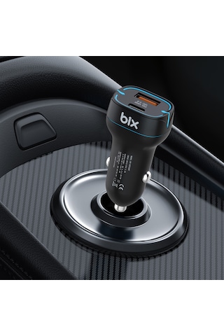 Bix BX-CCP36BK 36W QC 3.0 USB Type-C PD Araç İçi Hızlı Şarj Adaptörü Siyah