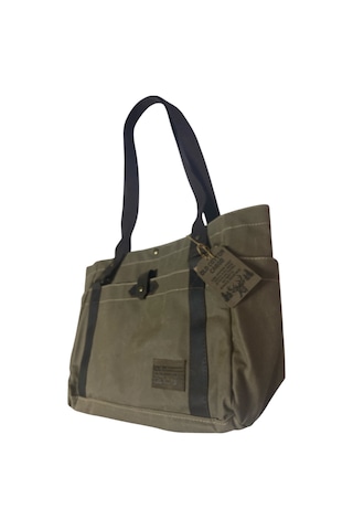 Vintage Salaş Design Su Geçirmez Kanvas Deri Günlük Okul Gezi Omuz Kol Çantası 35x28cm Kahverengi