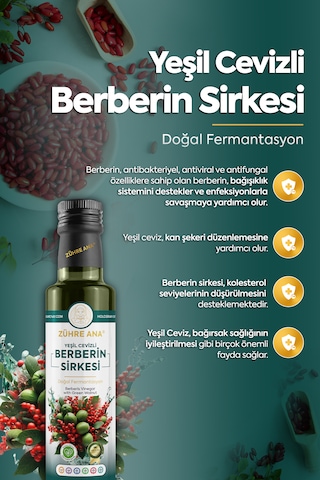 Yeşil Cevizli Berberin Sirkesi Doğal Fermantasyon Berberis Vinegar With Green Walnut 500 Ml