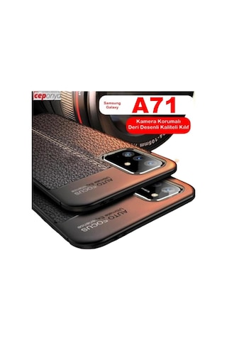 Samsung Uyumlu Galaxy A71 Kamera Korumali Deri Görünümlü Silikon Kilif 402642257