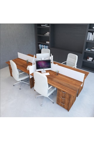 Burovena Vena Nil Workstation Dörtlü Çalışma Masa 320Cm X 140Cm X 115H