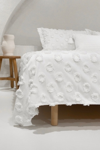 Koza Home Sitra Krem Çift Kişilik Püsküllü Yatak Örtüsü 230x250 2 Yastık 50