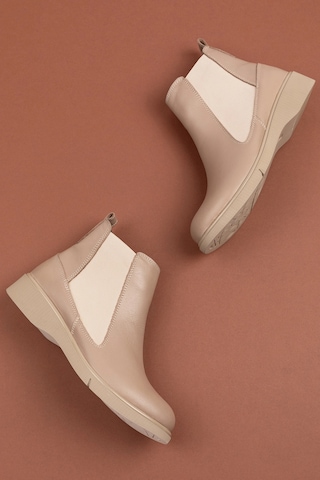 Gondol Hakiki Deri Yanları Lastikli Fermuarlı Günlük Bot Esfa.6043 Vizon