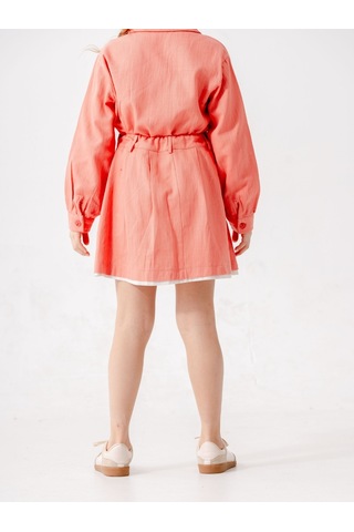 Kız Çocuk Garnili Kot Etek 2603 Turuncu