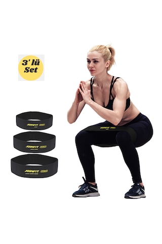 Joınfıt Pro Hip Egzersiz Direnç Bandı Seti 3 Lü 3 Farklı Direnç Seviyesi Squat, Pilates, Fitness Ve Kalça Antrenmanı İçin Spor Bandı Siyah