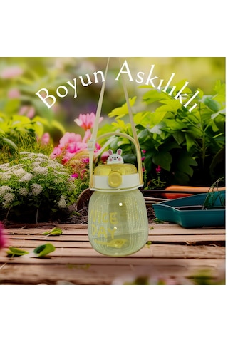 Relaxion, Maskotlu, Hediyeli, Boyun Askılıklı, İthal Lüx Beyaz-sarı Matara/suluk 1100 Ml 450 Açık Sarı