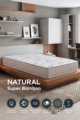 Full Ortopedik Natural Süper Bambu Yatak Çift Kişilik
