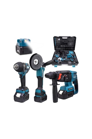 Prohummer Ph279 Akülü Kömürsüz 3ın1 Matkap Seti - 800nm Somun Sökme, Kırıcı Delici , 125mm Avuç Taşlama, Powerbank Ve Led 21v 4ah