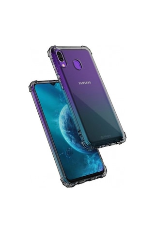 Blogy Galaxy M20 İle Uyumlu Crystal Fit Kılıf Smoke Black