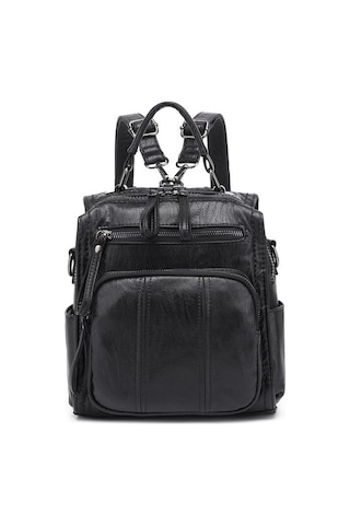 Yıkama Deri Sırt Askılı Kadın Çantası 21k Barcelona 1915 Siyah