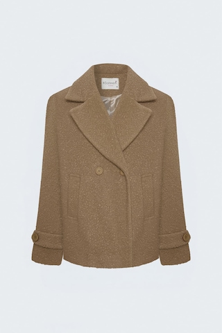 Sateen Dokulu Buklet Kısa Kaban - Camel-138027