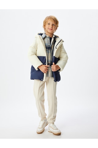 Koton Şişme Mont Kapşonlu Cep Detaylı Rüzgar Kapaklı Ekru 5wkb20020tw Ekru