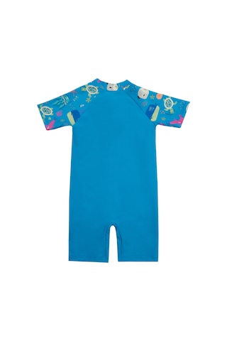 Uv Korumalı Kısa Kollu Tulum Bebek Çocuk Yüzücü Mayo 1910 Mavi Mavi