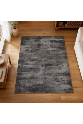 Kartela Halı Vintage Halı Kaymaz Taban Makinede Yıkanabilir Halı Antrasit - 200 X 300 Cm
