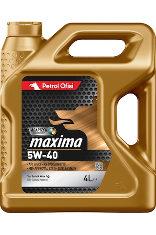 Petrol Ofisi Maxima 5W-40 Tam Sentetik Motor Yağı 4 L Petrol Ofisi Maxima 5W-40 Tam Sentetik Motor Yağı 4 L