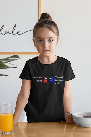 Sevbano Unisex Among Us Baskılı Oyun Çocuk Tişört 1-12 Yaş Siyah