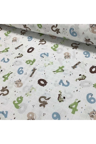 S-Mall Müslin Bebek Battaniyesi -Rakamlar -Pamuk -75X85 Cm Çok Renkli