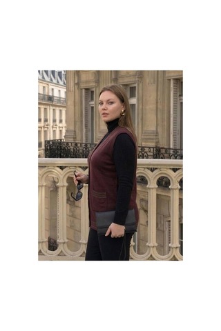 Onno Style Women Bantı Hasır Desenli Çelik Örgü Klasik Triko Yelek Bordo